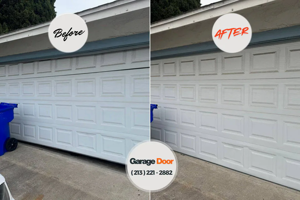 Before and after: Garage Door Emergency Repair Edmonston, MD